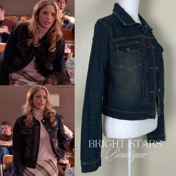 Rare Denim Jacket ASO Buffy Summers Buffy the Vampire Slayer Y2K Faded Wash - Picture 3 of 14